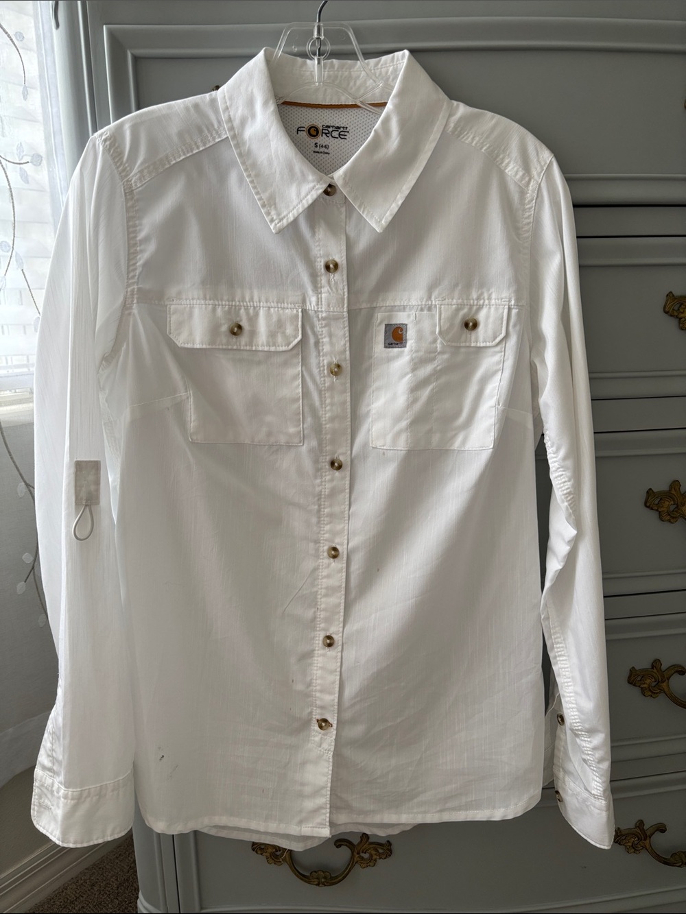 Carhartt Force White Crisp Button Down Outdoor Shirt women’s Small